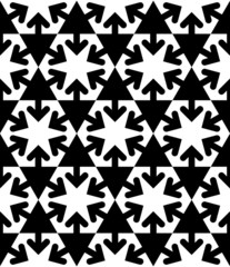 Black and white symmetric textured geometric seamless pattern. V