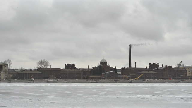 St.Petersburg. Prison on the Neva river embankment _3 Time lapse