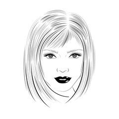 Girl with long hair in B&W