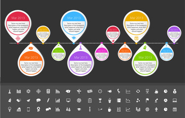 Timeline template in sticker style for startups