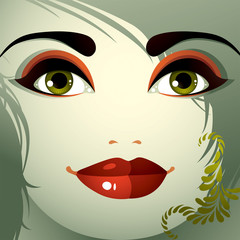 Attractive woman with stylish bright make-up and contemporary ha