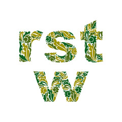 Beautiful floral font, decorative letters with vintage pattern.