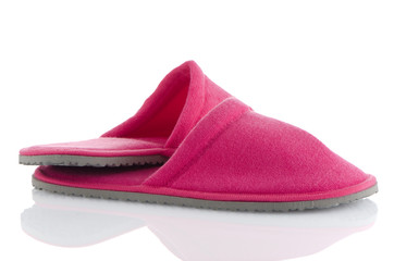 A pair of pink slippers