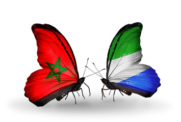 Two butterflies with flags Morocco and Sierra Leone