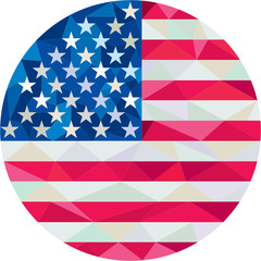 USA Flag Stars and Stripes Circle Low Polygon