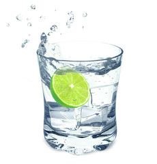 slice of limes in water splash