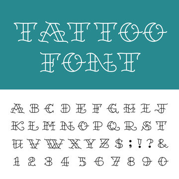 Naklejki Alphabet - Vector Font in Tattoo style