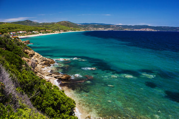 Fototapeta na wymiar Mediterranean Sea. Greek beach of sea