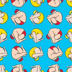 swimming guy and girl spinning seamless pattern