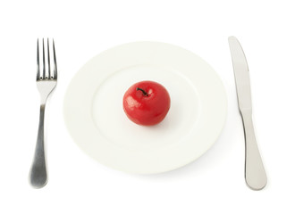 Apple fruit in a plate isolated