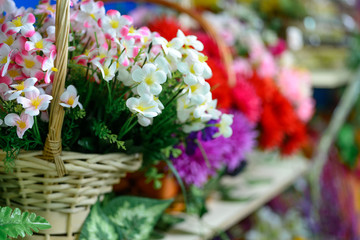 Bouquets on shelf