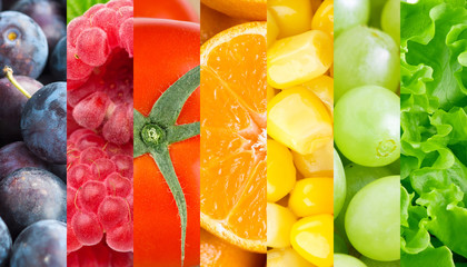Healthy fresh fruits and vegetables background