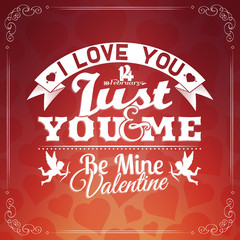 Valentine's Day card with lettering and cupids 