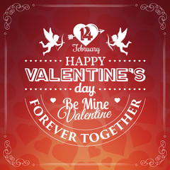 Valentine's Day card with lettering and cupids