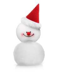Snowman in red hat isolated