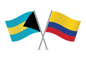 Bahamas and Colombian flags. Vector illustration.