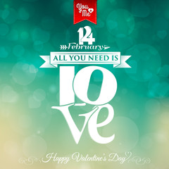 Happy Valentine's Day card with lettering. vector illustration