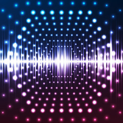 hexagonal border with light effects and abstract music equalizer