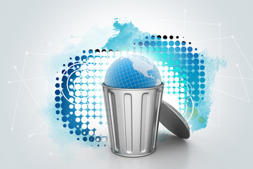 Globe in trash bin