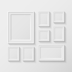 set of white picture frames