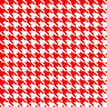 Seamless Houndstooth Pattern Red/White Diagonal