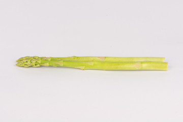 Fresh asparagus on white