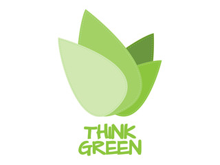 Think Green Word Combined with Abstract of Flower