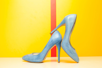 blue high heels shoes