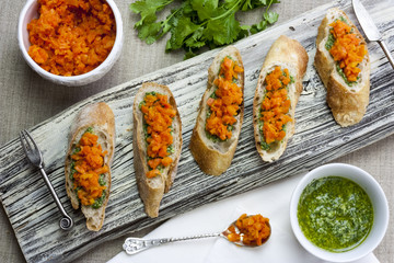 Baguette and carrot dip
