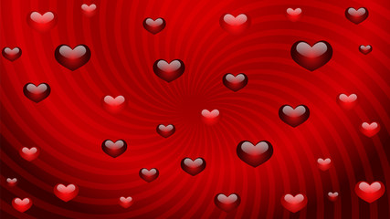 Happy Valentine's Day background with red hearts