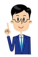 スーツ　指差し　男性