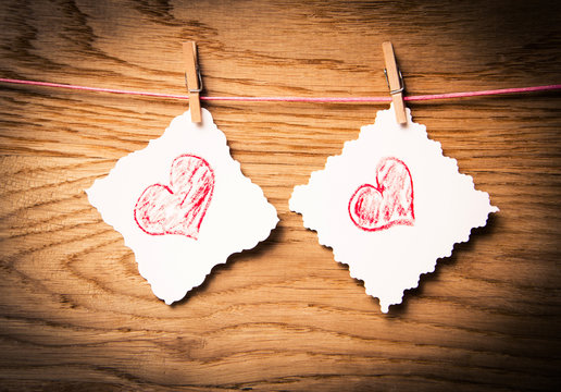 Red heart message card and red heart .