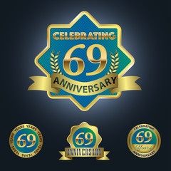 Celebrating 69 Years Anniversary - Blue seal with golden ribbon