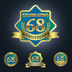 Celebrating 68 Years Anniversary - Blue seal with golden ribbon