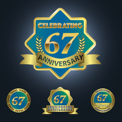 Celebrating 67 Years Anniversary - Blue seal with golden ribbon
