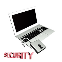 Security Internet.Modern laptop with open lock