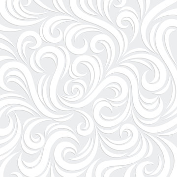 White Vector Swirl Background With Shadow