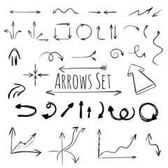 Hand drawn arrows set, vector