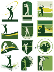 Golfing labels vector collection