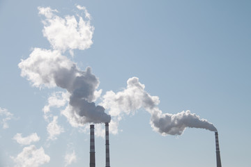 Factory chimney in winter