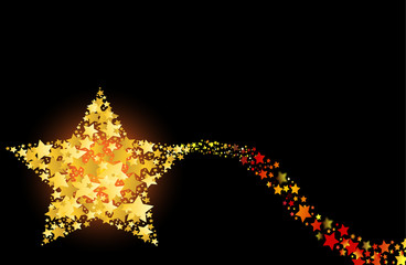 blazing abstract comet shooting gold star vector illustration