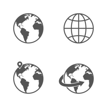 Globe earth icons set isolated on white background