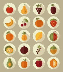 Fruits Flat Icon with Long Shadow
