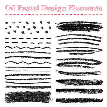 Set of oil pastel brush strokes