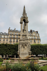 View of Cathedral Notre Dame de Paris - a most famous Gothic, Roman Catholic cathedral (1163 - 1345) on the eastern half of the Cite Island.