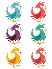 Birds, vector illustration set collection