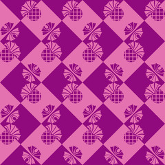 Naklejka premium seamless checkered background with flowers thistle