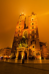 Fototapeta Market square in Cracow at night obraz