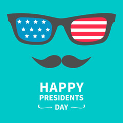 Glasses and mustaches. Presidents Day background flat design
