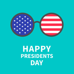 Round glasses  stars strip Presidents Day background flat design
